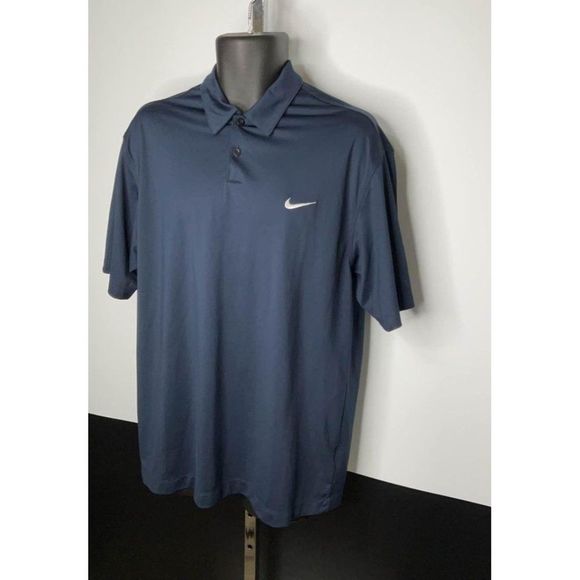 LARGE Nike Golf Polo Shirt dark blue Mens DriFit - Picture 2 of 6